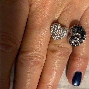 Swarovski Crystals Adjustable Silver heart ring